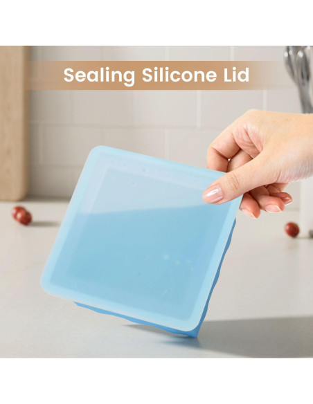 Bandeja de Congelador de Silicona GGOW 2 Tazas con Tapa - 4 Piezas