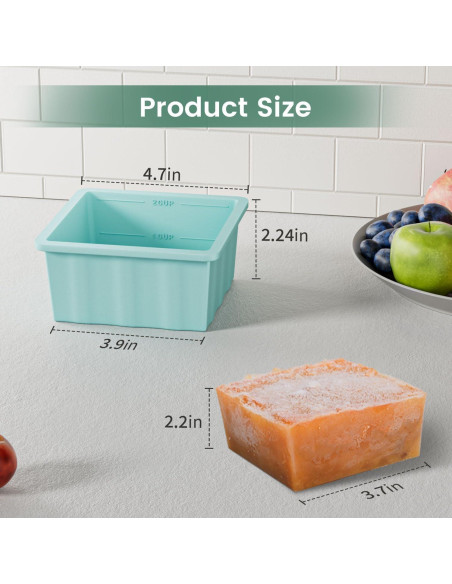 Bandeja de Congelador de Silicona GGOW 2 Tazas con Tapa - 4 Piezas