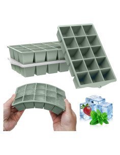 Bandejas de Hielo de Silicona FANYITY 4-Pack Verde Sin BPA