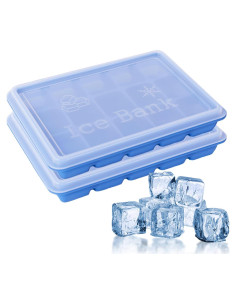 Bandejas de Hielo de Silicona FUN LAVIE 2 Piezas con Tapa