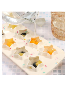 Moldes de Hielo de Silicona Qeewainfy 2 Piezas Estrella