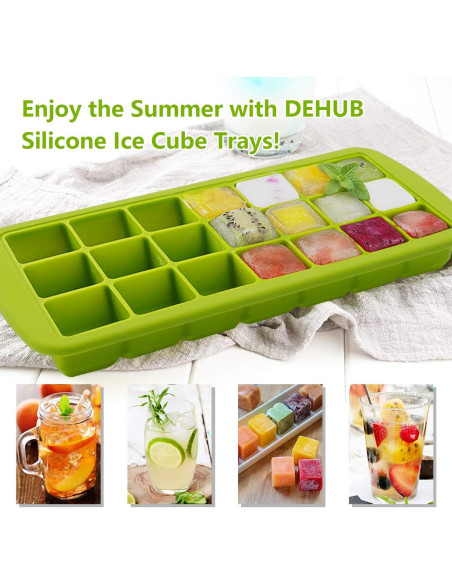 Bandejas de Hielo CREATESTAR 2 Pack Silicona Flexible 21 Cubos