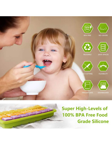 Bandejas de Hielo CREATESTAR 2 Pack Silicona Flexible 21 Cubos