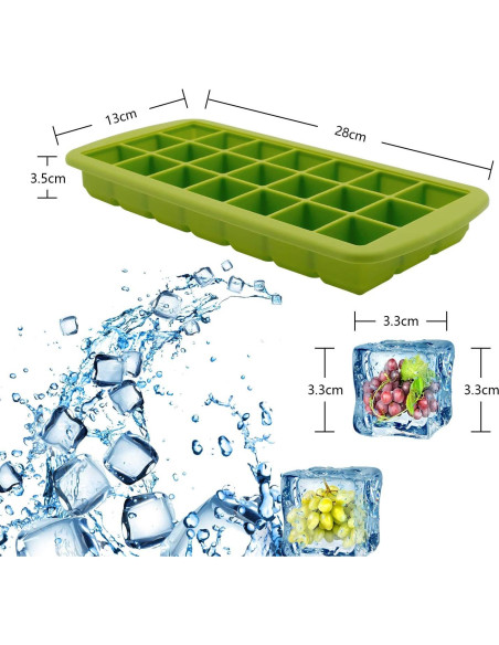 Bandejas de Hielo CREATESTAR 2 Pack Silicona Flexible 21 Cubos