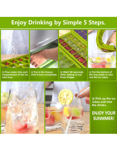 Bandejas de Hielo CREATESTAR 2 Pack Silicona Flexible 21 Cubos