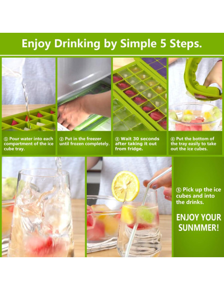 Bandejas de Hielo CREATESTAR 2 Pack Silicona Flexible 21 Cubos