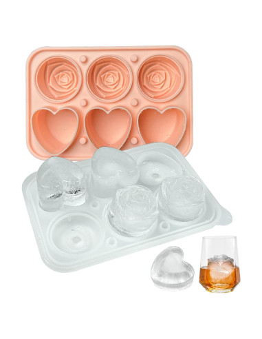 Molde de Hielo de Silicona IDVVSSX Rosa Corazón y Flor