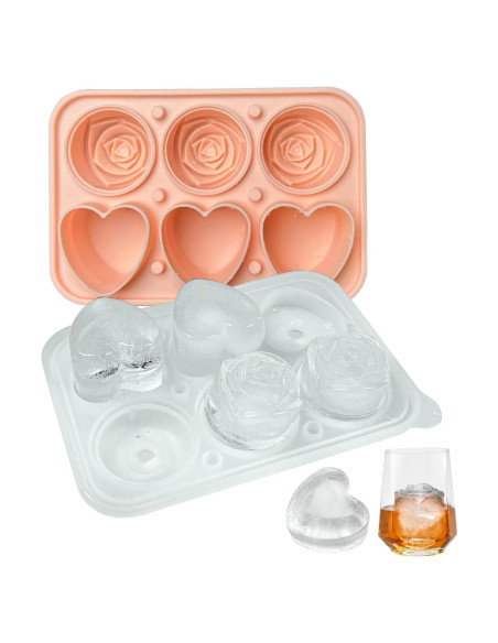 Molde de Hielo de Silicona IDVVSSX Rosa Corazón y Flor