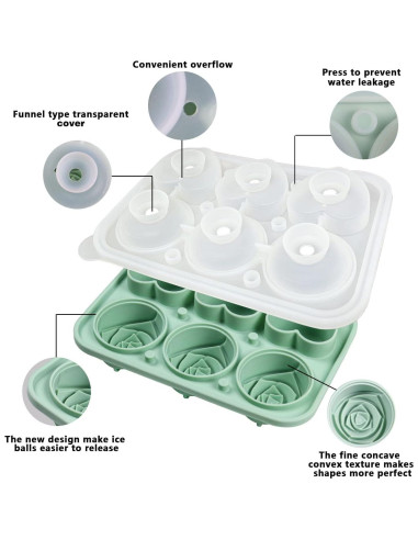 Molde de Hielo de Silicona IDVVSSX Rosa Corazón y Flor