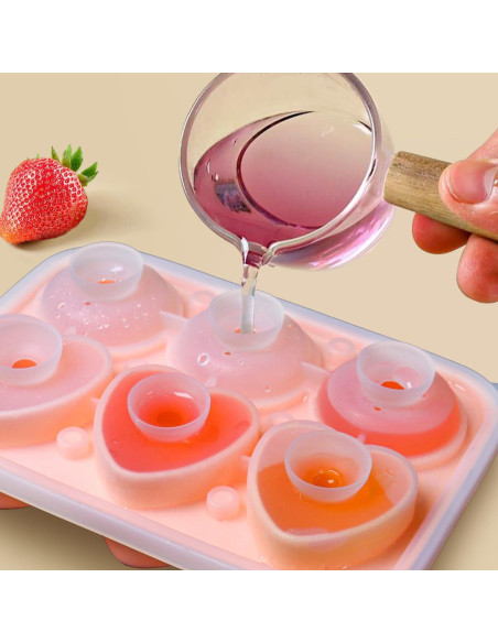 Molde de Hielo de Silicona IDVVSSX Rosa Corazón y Flor