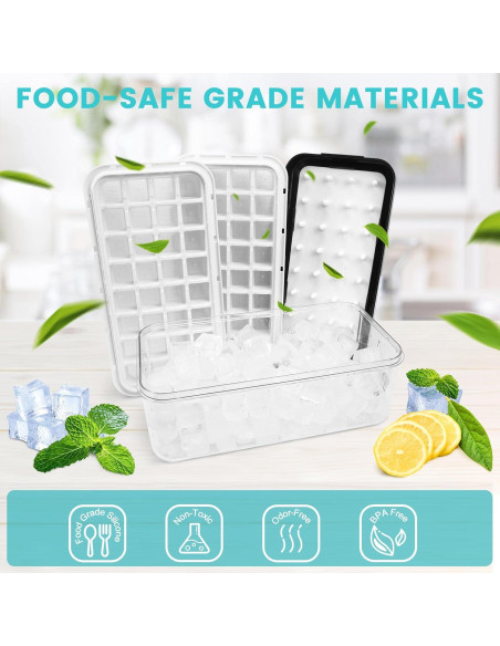 Bandejas de Hielo TECHSHARE con Tapa y Contenedor - 64 Cubos