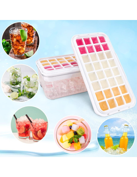 Bandejas de Hielo TECHSHARE con Tapa y Contenedor - 64 Cubos