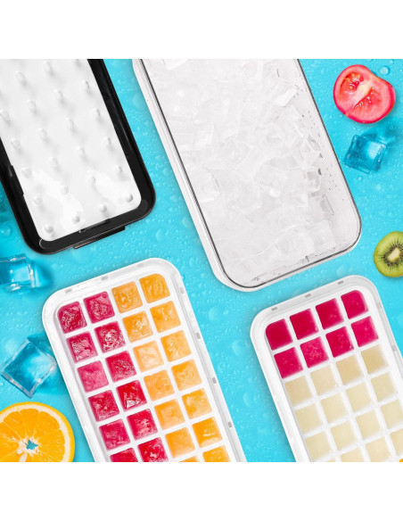 Bandejas de Hielo TECHSHARE con Tapa y Contenedor - 64 Cubos