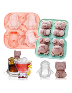Moldes de Hielo de Silicona Teeloray 3D Animales 2 Piezas