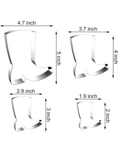 Juego de Cortadores de Galletas QAAQS Bota de Vaquero 4 Piezas 2
