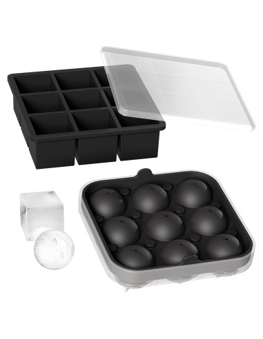 Combo de bandeja de hielo Wanderworld, 9 cubos y 9 esferas de 5 cm