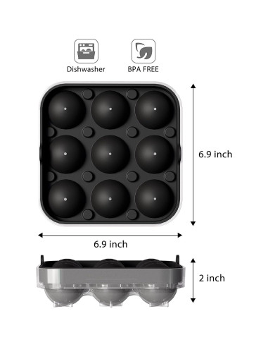 Combo de bandeja de hielo Wanderworld, 9 cubos y 9 esferas de 5 cm