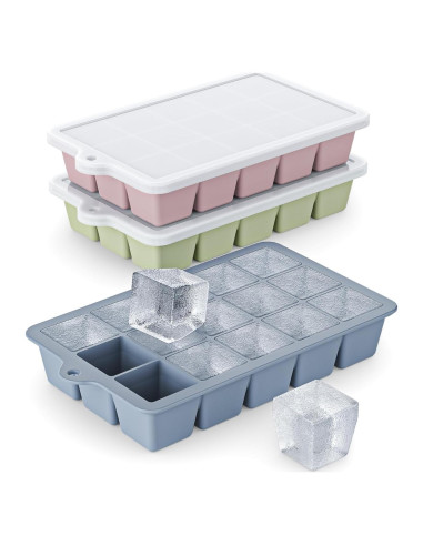 Bandeja de Hielo de Silicona Vethwal 3 Piezas 45 Cubos