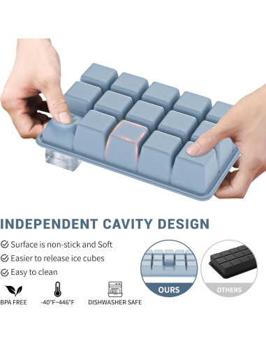 Bandeja de Hielo de Silicona Vethwal 3 Piezas 45 Cubos