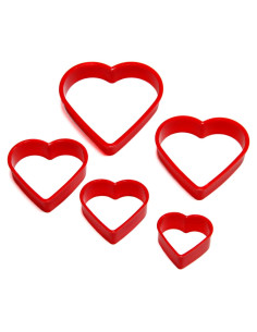 Cortadores de Galletas Corazón Chef Craft Set 5 Piezas Rojo