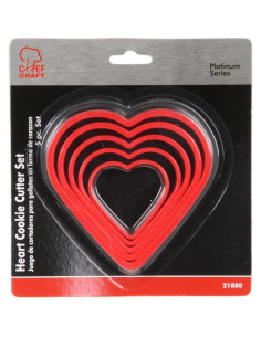 Cortadores de Galletas Corazón Chef Craft Set 5 Piezas Rojo 2