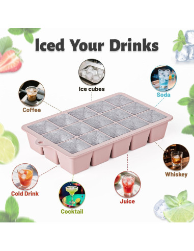 Bandeja de Hielo de Silicona Vethwal 3 Piezas 45 Cubos