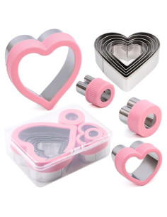 Juego de Cortadores de Galletas Corazón BakingWorld, 9 Piezas