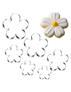 Juego de Cortadores de Galletas Auktosmn Flor Acero Inoxidable 6 Piezas