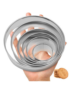 Juego de Cortadores de Galletas Redondos QIYUDA 6 Piezas Acero Inoxidable