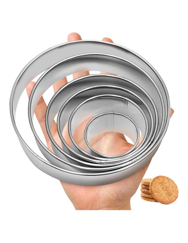 Juego de Cortadores de Galletas Redondos QIYUDA 6 Piezas Acero Inoxidable