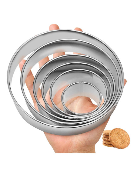 Juego de Cortadores de Galletas Redondos QIYUDA 6 Piezas Acero Inoxidable