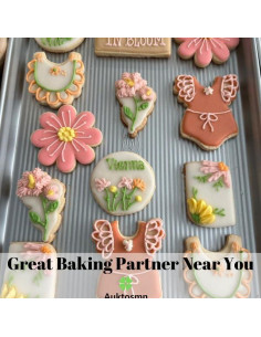 Juego de Cortadores de Galletas Auktosmn Baby Shower Flores - 7 Piezas Acero Inoxidable 2