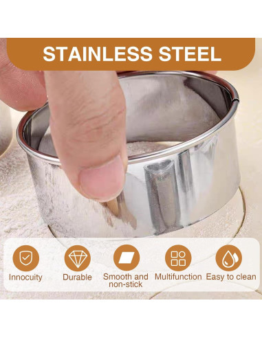 Juego de Cortadores de Galletas Redondos QIYUDA 6 Piezas Acero Inoxidable