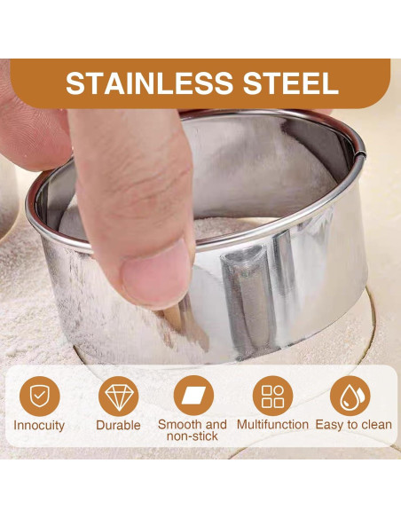 Juego de Cortadores de Galletas Redondos QIYUDA 6 Piezas Acero Inoxidable