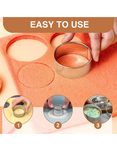 Juego de Cortadores de Galletas Redondos QIYUDA 6 Piezas Acero Inoxidable