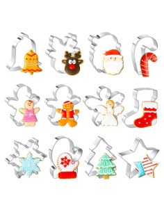 Juego de Cortadores de Galletas de Navidad QtoiKce - 12 Piezas Acero Inoxidable