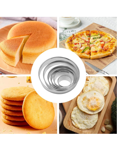 Juego de Cortadores de Galletas Redondos QIYUDA 6 Piezas Acero Inoxidable