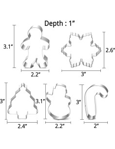 Juego de Cortadores de Galletas de Navidad SOSOHOME - 5 Piezas 2