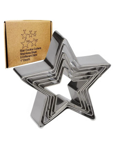 Juego de Cortadores de Galletas Estrella Antallcky 5 Pcs Acero Inoxidable