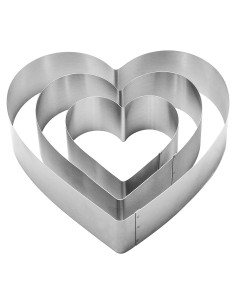 Juego de Cortadores de Galletas Corazón QEEYON 3 Piezas Acero Inoxidable