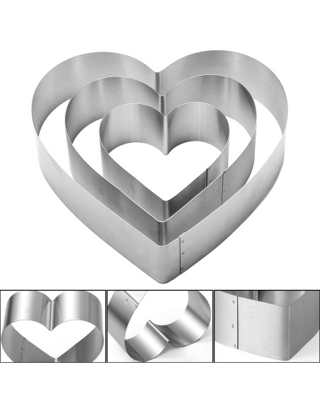 Juego de Cortadores de Galletas Corazón QEEYON 3 Piezas Acero Inoxidable Juego de Cortadores de Galletas Corazón QEEYON 3 Piezas Acero Inoxidable