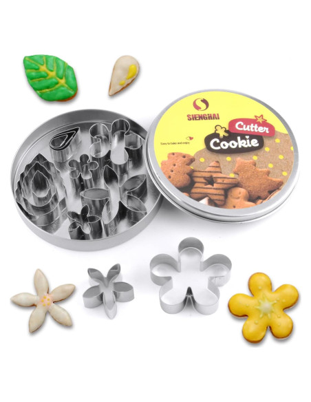 Juego de 12 Cortadores de Galletas Mini Flor y Hoja SurgeHai