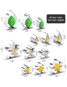 Juego de 12 Cortadores de Galletas Mini Flor y Hoja SurgeHai 2