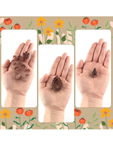 Juego de 12 Cortadores de Galletas Mini Flor y Hoja SurgeHai