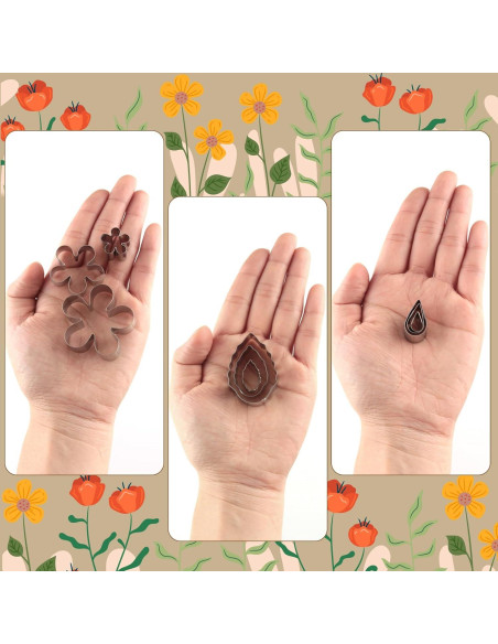 Juego de 12 Cortadores de Galletas Mini Flor y Hoja SurgeHai