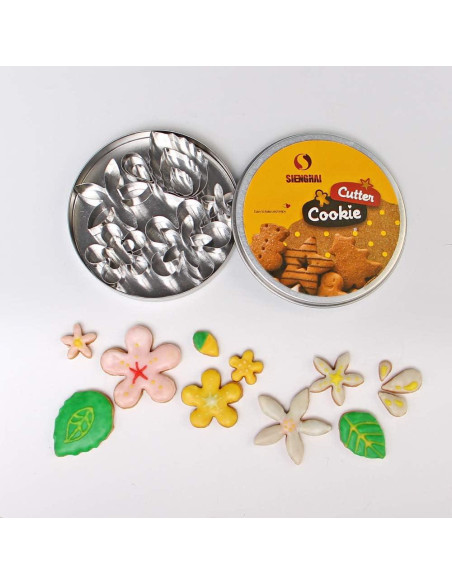 Juego de 12 Cortadores de Galletas Mini Flor y Hoja SurgeHai