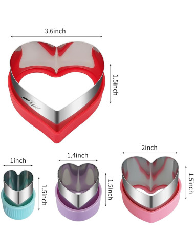 Cortadores de Galletas Corazón ALLTOP - 4 Tamaños Acero Inoxidable