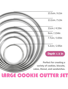 Juego de 6 Cortadores de Galletas EQUNROY Acero Inoxidable 5-15 cm 2