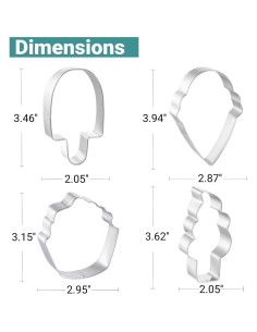 Cortadores de Galletas JOB JOL 4 Piezas Acero Inoxidable Verano 2