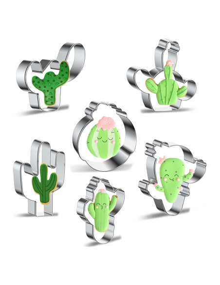 Juego de Cortadores de Galletas Cactus Xzhloym 6 Piezas Acero Inoxidable